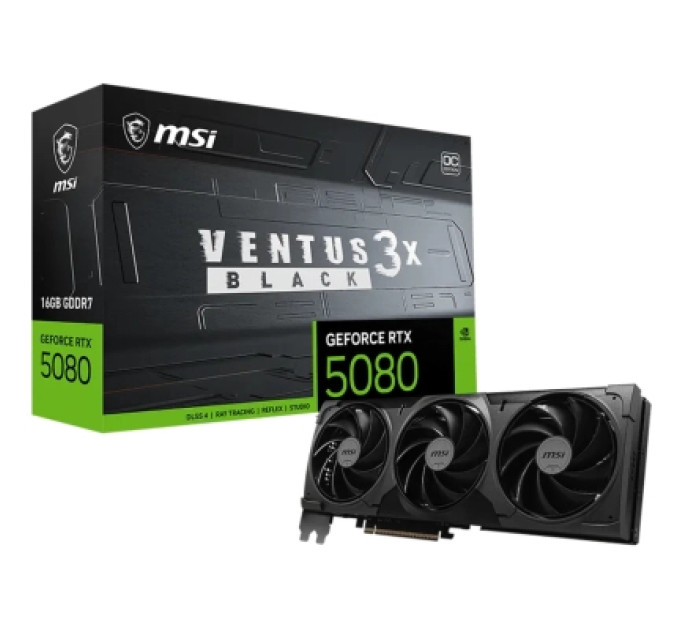 MSI Відеокарта MSI GeForce RTX5080 16GB VENTUS 3X OC BLACK (RTX 5080 16G VENTUS 3X OC BLACK)