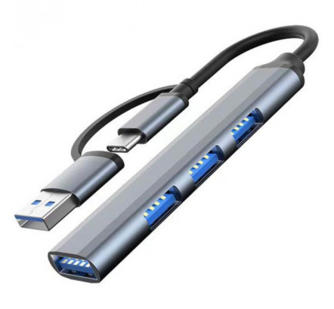 Концентратор Dynamode USB Type-C/Type-A to 1хUSB3.0, 3xUSB 2.0 metal (DM-UH-312AC)