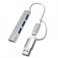 Концентратор Dynamode USB Type-C/Type-A to 1хUSB3.0, 3xUSB 2.0 metal (DM-UH-311AC)
