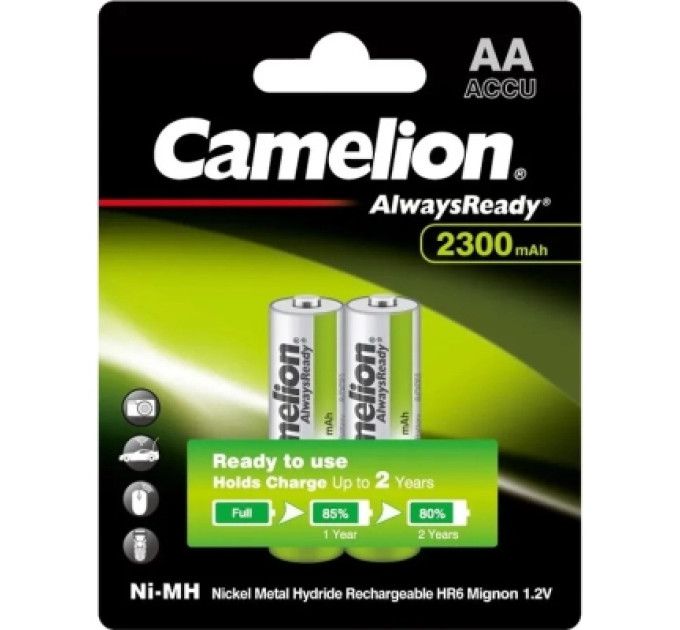 Camelion Акумулятор Camelion AА 2300mAh Ni-MH Always Ready HR6 BP2 (NH-AA2300АRBP2)