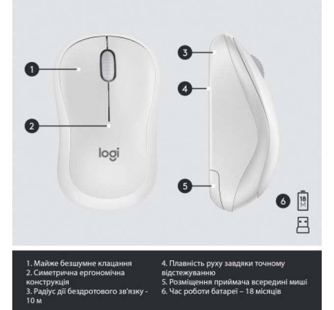 Комплект Logitech MK295 Silent UA Off-White (920-009824)