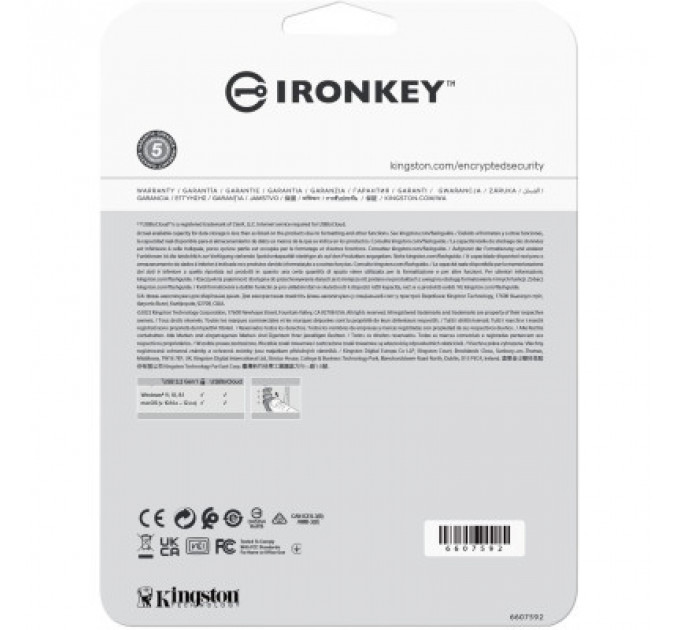 USB флеш накопичувач Kingston 16GB IronKey Locker Plus 50 AES Encrypted USB 3.2 (IKLP50/16GB)