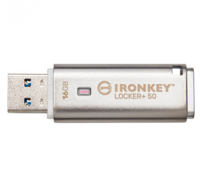USB флеш накопичувач Kingston 16GB IronKey Locker Plus 50 AES Encrypted USB 3.2 (IKLP50/16GB)