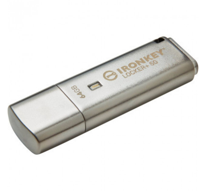 USB флеш накопичувач Kingston 64GB IronKey Locker Plus 50 AES Encrypted USB 3.2 (IKLP50/64GB)