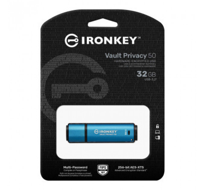 USB флеш накопичувач Kingston 32GB IronKey Vault Privacy 50 USB 3.2 (IKVP50/32GB)