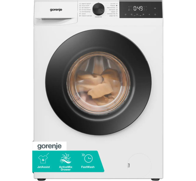 Пральна машина Gorenje фронтальна, 8кг, 1400, A+++, 51см, дисплей, пара, білий