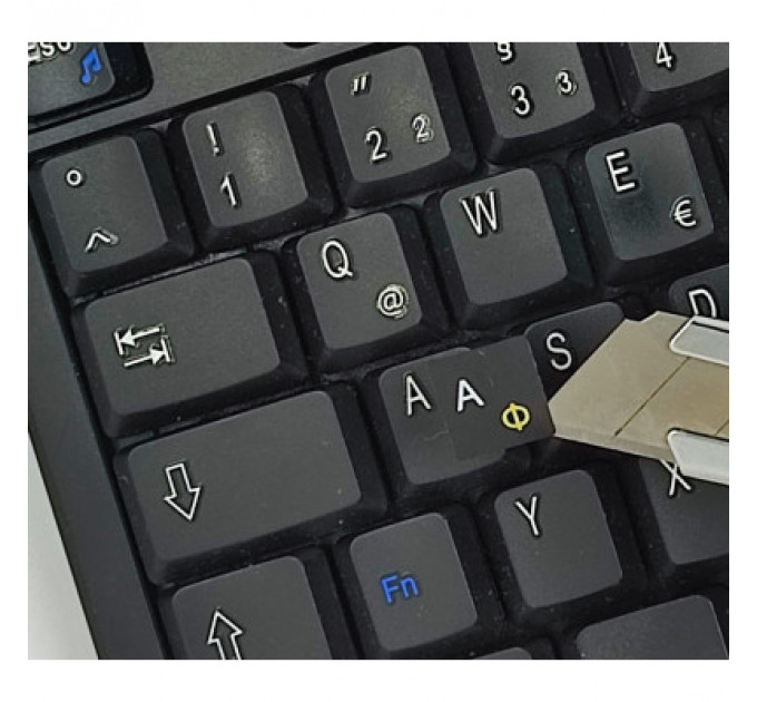 Наклейка на клавіатуру BestKey непрозора чорна, 68, жовтий (BK13YEL/022)