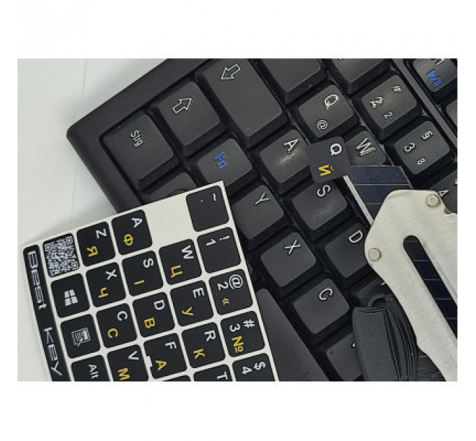 Наклейка на клавіатуру BestKey непрозора чорна, 76, жовтий (BKU13YEL/012)