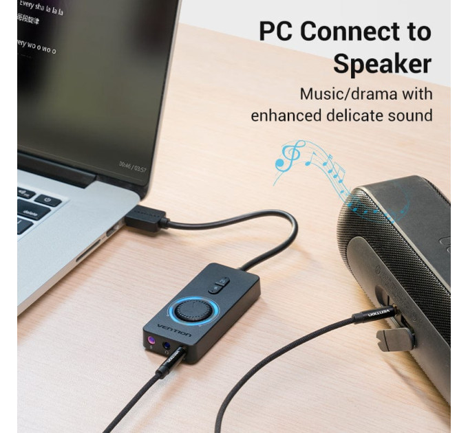 Vention Звукова плата Vention Audio USB 3х3,5mm jack 0.15m Volume Control (CDRBB)