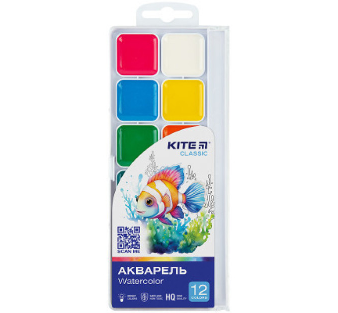 Kite Акварельні фарби Kite Classic, 12 кольорів (K-061)