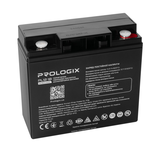 Prologix Акумуляторна батарея Prologix 12V 18AH (PL12-18) AGM
