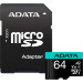 ADATA Карта пам'яті ADATA 64GB microSD class 10 UHS-I U3 V30 A2 Premier Pro SD 6.0 (AUSDX64GUI3V30SA2-RA1)