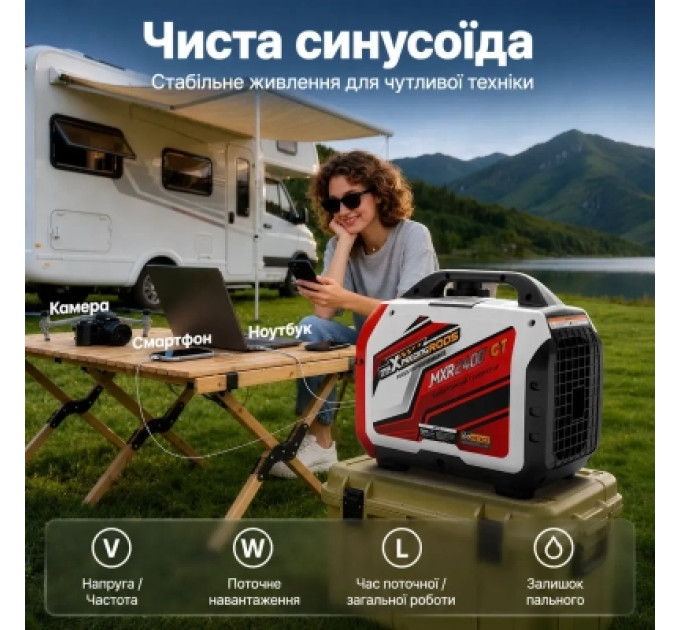 Генератор maXpeedingRODS інверторний, 2400GT, 2.0kW, ручний старт (MXR2400GT)
