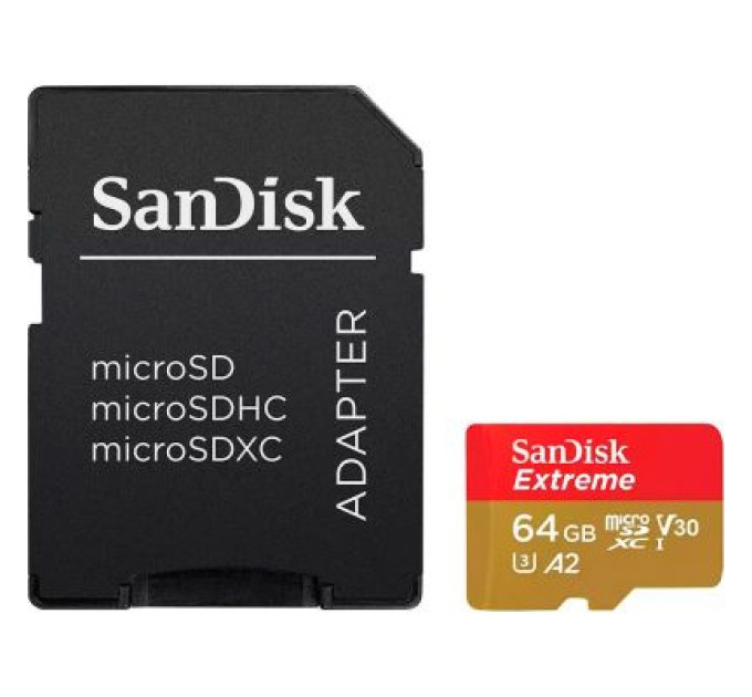 SanDisk Карта пам'яті SanDisk 64GB microSD class 10 UHS-I Extreme For Action Cams and Dro (SDSQXAH-064G-GN6AA)