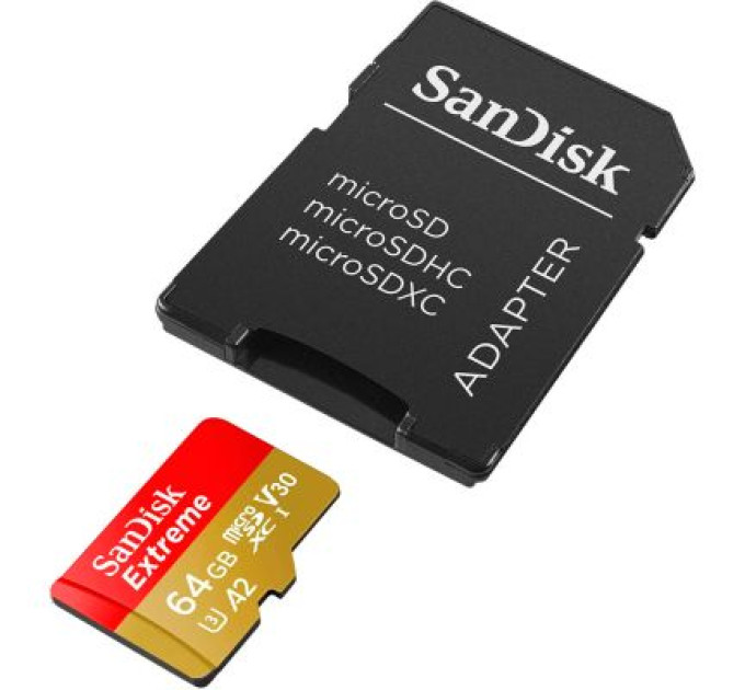 SanDisk Карта пам'яті SanDisk 64GB microSD class 10 UHS-I Extreme For Action Cams and Dro (SDSQXAH-064G-GN6AA)