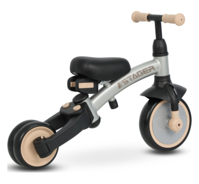 QPlay Дитячий велосипед QPlay Stager 3 в 1 з ручкою, біговел, Silver (T80STAGERSilver)