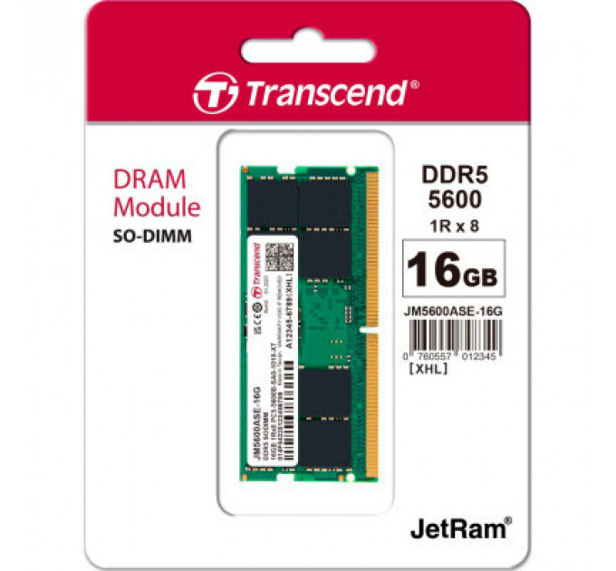 Модуль пам'яті для ноутбука SoDIMM DDR5 32GB 5600 MHz JetRam Transcend (JM5600ASE-32G)