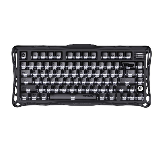 Клавіатура механічна GravaStar Mercury K1 80keys, GravaStar x Kailh Cheery Pink, EN, BT/WL/USB, Stealth Black
