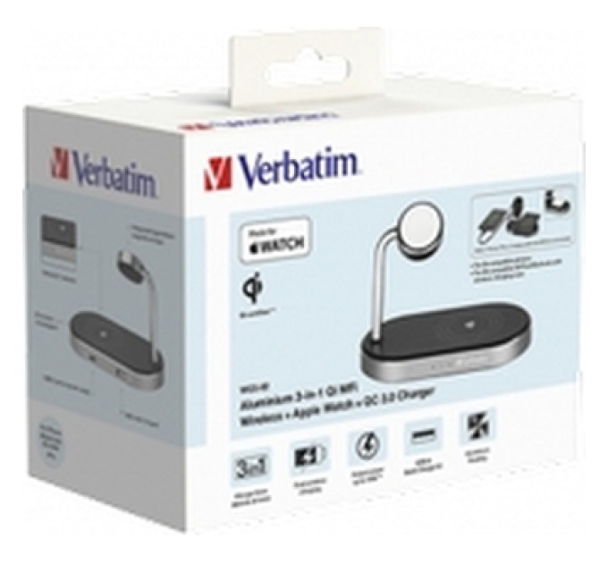 Verbatim Зарядний пристрій Verbatim 3in1 Apple Watch and iPhone Charging Stand (49556)