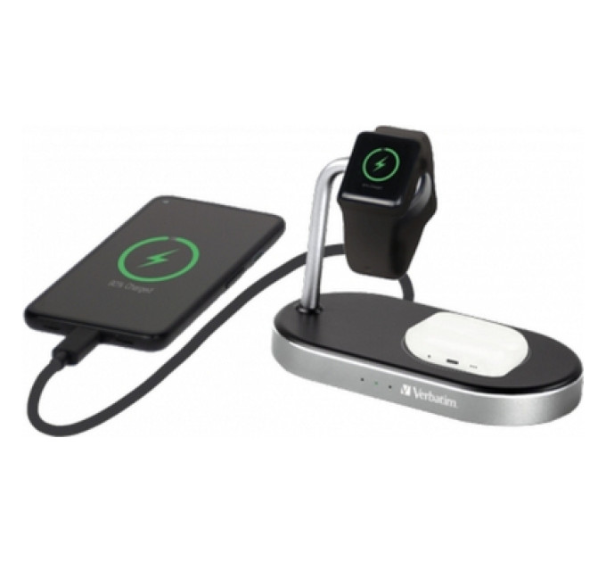 Verbatim Зарядний пристрій Verbatim 3in1 Apple Watch and iPhone Charging Stand (49556)