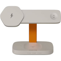 Зарядний пристрій Canyon wireless charger HEXAGON WCS-310 3in1 LightGrey/Orange (CNS-WCS310LGOR)