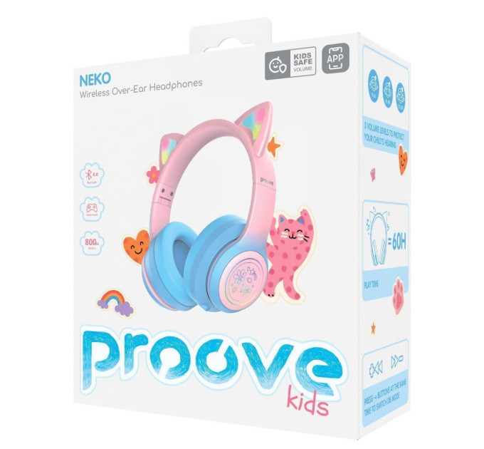 Bluetooth-гарнітура Proove Kids Neko (APP) White/Pink (HPNK0001AP25)