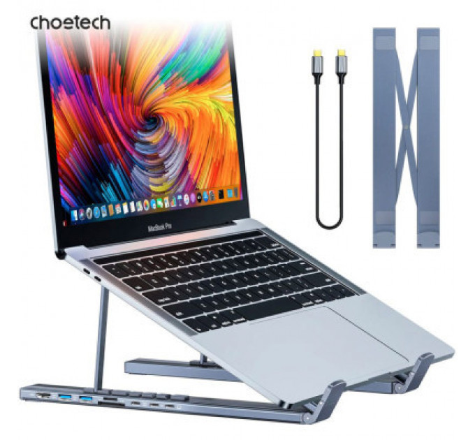 Порт-реплікатор Choetech USB-C 7-in-1 (HDMI/PD/картридер/USB-A/USB-C) Docking Station (HUB-M48-GY)