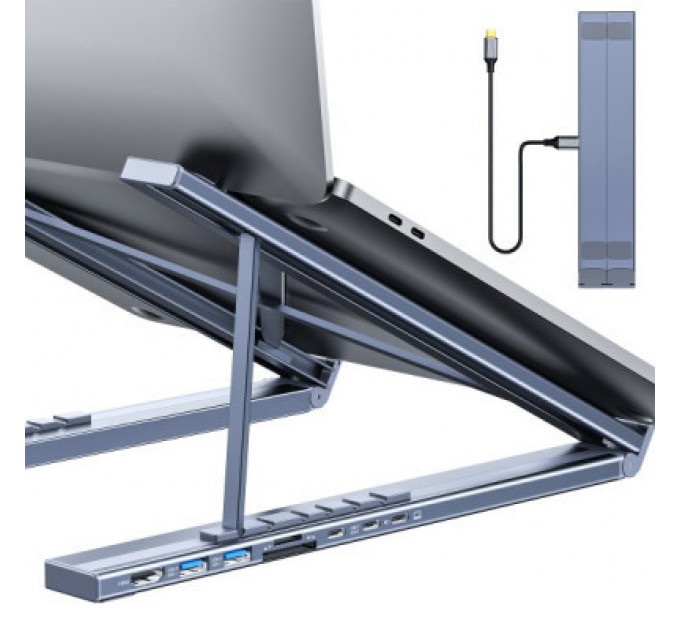 Порт-реплікатор Choetech USB-C 7-in-1 (HDMI/PD/картридер/USB-A/USB-C) Docking Station (HUB-M48-GY)