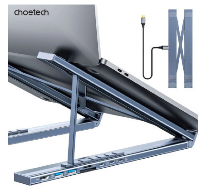 Порт-реплікатор Choetech USB-C 7-in-1 (HDMI/PD/картридер/USB-A/USB-C) Docking Station (HUB-M48-GY)