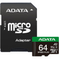 ADATA Карта пам'яті ADATA 64GB microSD class 10 UHS-I U3 V30 A2 Speed Plus (UD64GUI3V30A2SP-RA1)