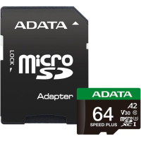 Карта пам'яті ADATA 64GB microSD class 10 UHS-I U3 V30 A2 Speed Plus (UD64GUI3V30A2SP-RA1)