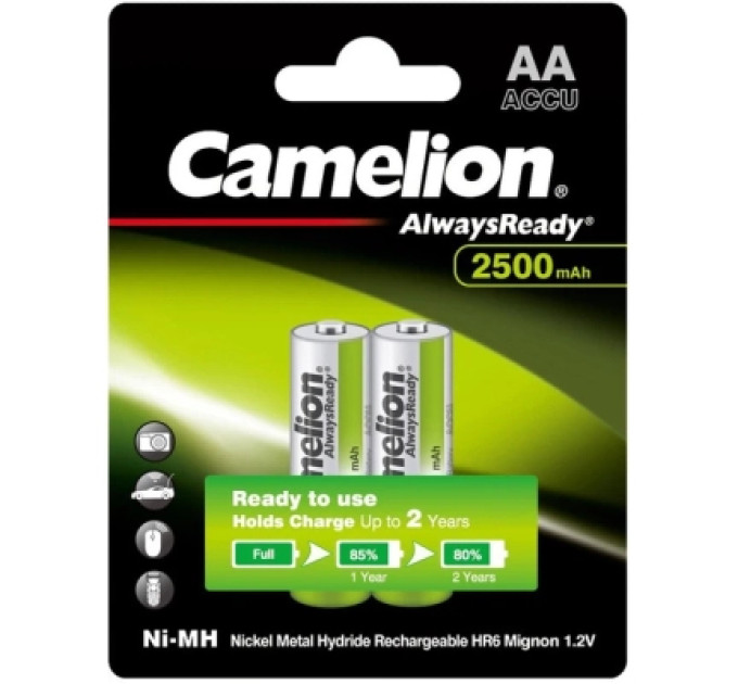 Camelion Акумулятор Camelion AА 2500mAh Ni-MH Always Ready HR6 BP2 (NH-АA2500АRBP2)