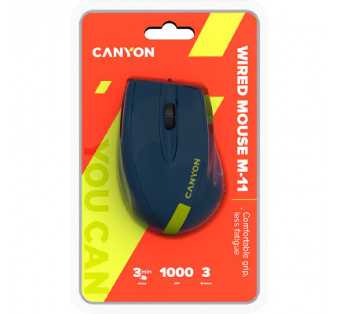 Мишка Canyon M-11 USB Blue/Yellow (CNE-CMS11BY)