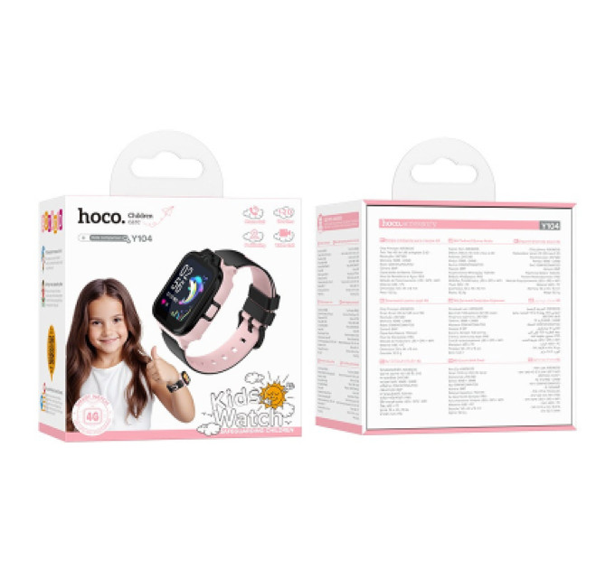 HOCO Смарт-годинник HOCO Y104 4G children phone-watch Pink (6942007646376)