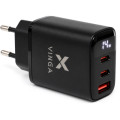 Vinga Зарядний пристрій Vinga 2xUSB-C + USB-A Display 45W (VCR45ACCDB)