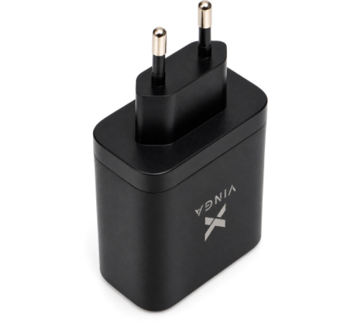 Vinga Зарядний пристрій Vinga 2xUSB-C + USB-A Display 65W (VCR65ACCDB)