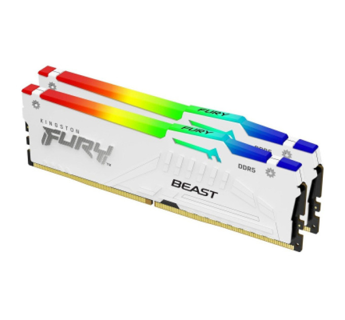 Модуль пам'яті для комп'ютера DDR5 64GB (2x32GB) 6400 MHz Beast White RGB EXPO Kingston Fury (ex.HyperX) (KF564C32BWEAK2-64)