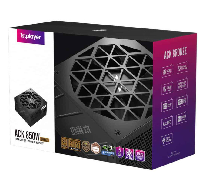 Блок живлення 1stPlayer HA-850AA2 850W (ACK-BRZ-850-BK-EU)