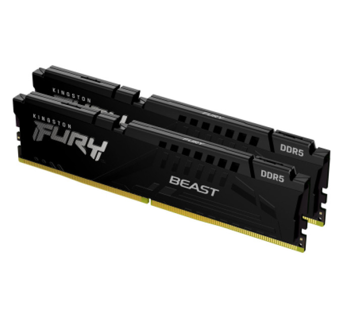 Модуль пам'яті для комп'ютера DDR5 16GB (2x8GB) 5200 MHz FURY Beast Black Kingston Fury (ex.HyperX) (KF552C40BBK2-16)