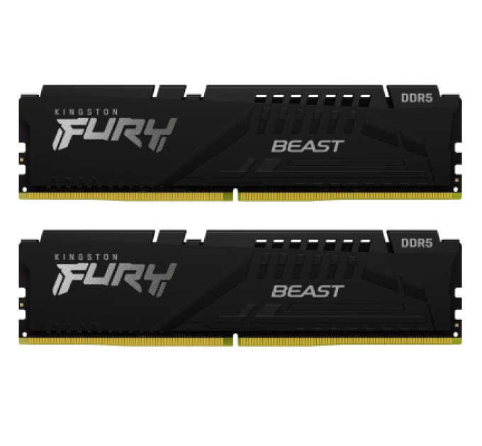 Модуль пам'яті для комп'ютера DDR5 16GB (2x8GB) 5200 MHz FURY Beast Black Kingston Fury (ex.HyperX) (KF552C40BBK2-16)