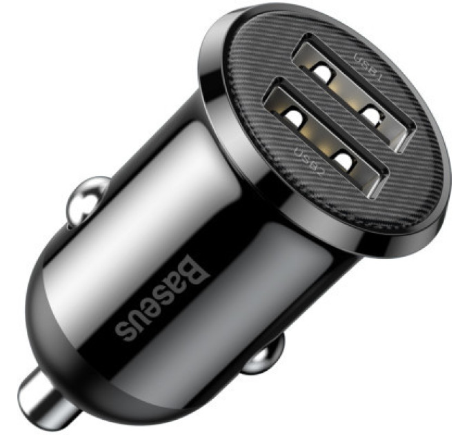 Зарядний пристрій Baseus Grain Pro Car Charger (Dual USB 4.8A ) USB Black (CCALLP-01)