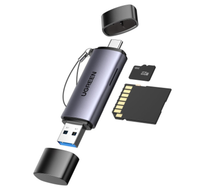 Ugreen Зчитувач флеш-карт Ugreen USB-C + USB to TF/SD 3.0 CM185 gray (50706)
