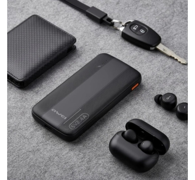 AWEI Батарея універсальна AWEI 10000mAh P20K, 12W, Black (6954284009744)