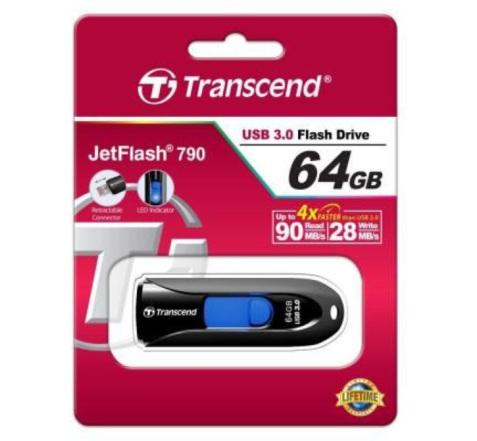 Transcend USB флеш накопичувач Transcend 64GB JetFlash 790 USB 3.0 (TS64GJF790K)