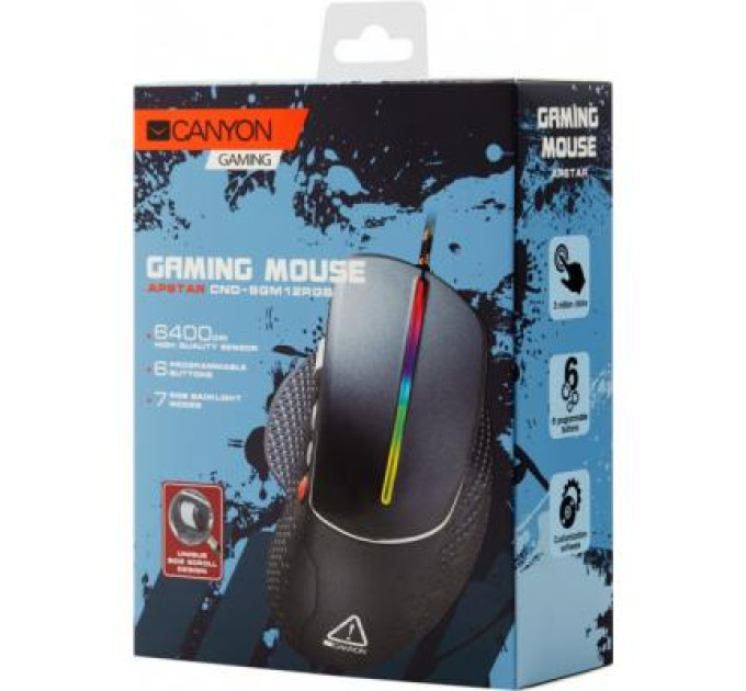 Canyon Мишка Canyon Apstar USB Black (CND-SGM12RGB)