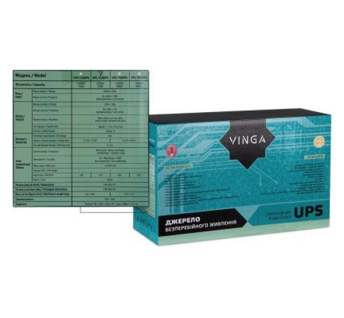 Vinga Пристрій безперебійного живлення Vinga LCD 1200VA plastic case with USB (VPC-1200PU)