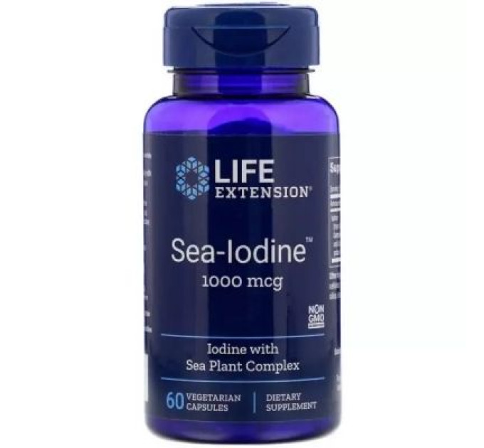 Life Extension Мінерали Life Extension Морський Йод, Sea-Iodine 1000 мкг, 60 вегетаріанських капсул (LEX-17406)