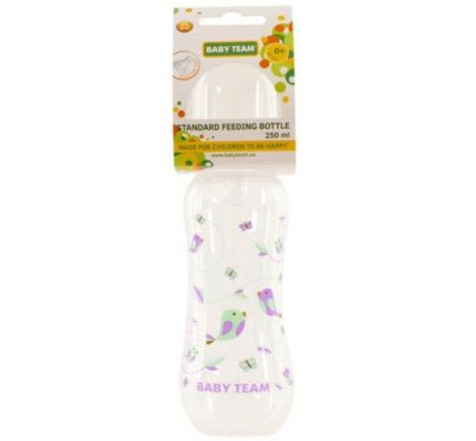 Baby Team Пляшечка для годування Baby Team з силіконовою соскою 250 мл біла (1121_белый)