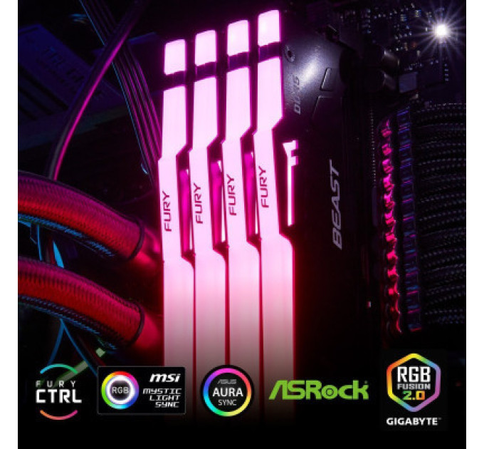 Kingston Fury (ex.HyperX) Модуль пам'яті для комп'ютера DDR5 64GB (2x32GB) 6000 MHz Beast RGB Kingston Fury (ex.HyperX) (KF560C36BBEAK2-64)