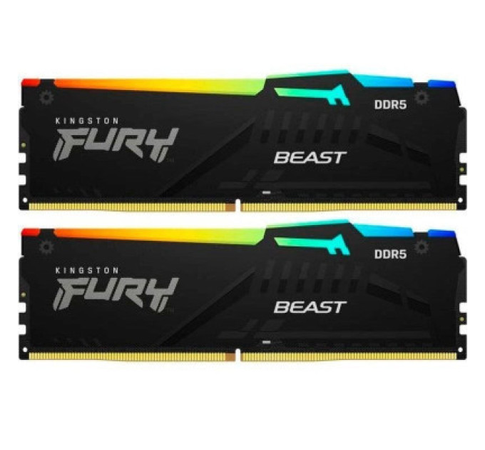 Kingston Fury (ex.HyperX) Модуль пам'яті для комп'ютера DDR5 64GB (2x32GB) 6000 MHz Beast RGB Kingston Fury (ex.HyperX) (KF560C36BBEAK2-64)